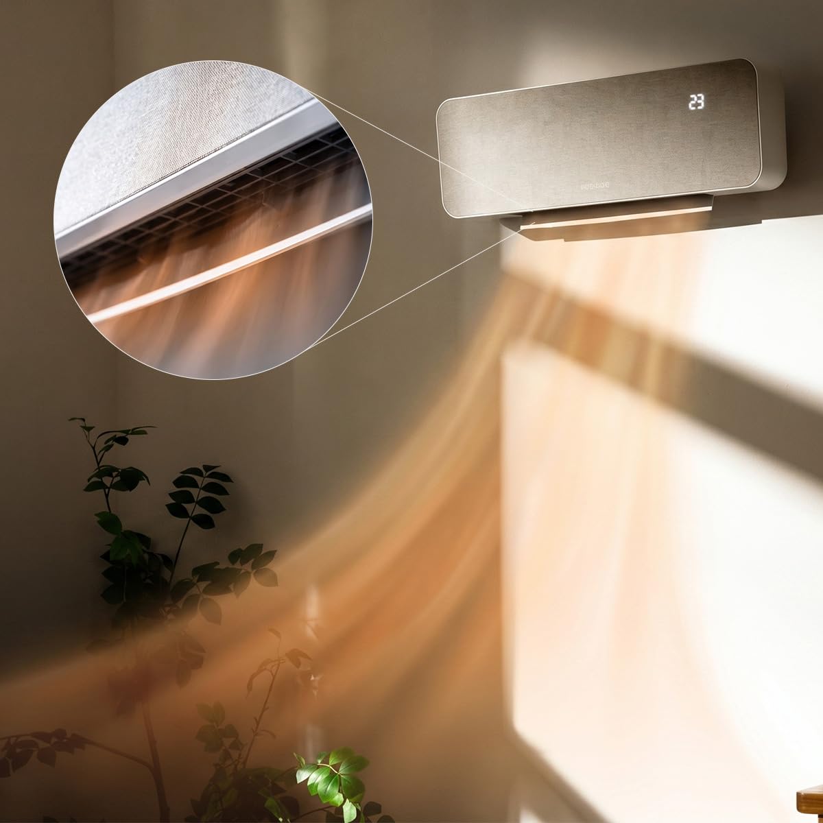 Cecotec Chauffage Céramique Mural ReadyWarm 3000 Textile. 2000W, 3 Modes, Oscillation, LED, Télécommande, Minuteur, Sécurité, Design Tissu Moderne, Couverture 20m², Chaleur Uniforme