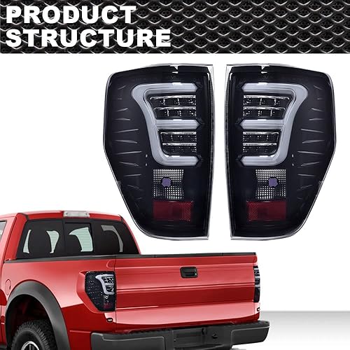 Miniatura 3 de CROSSDESIGN Luces traseras LED para Ford F150 2009-2014, conjunto de luz de freno con arnés de cableado sin bombillas lado izquierdo y derecho,