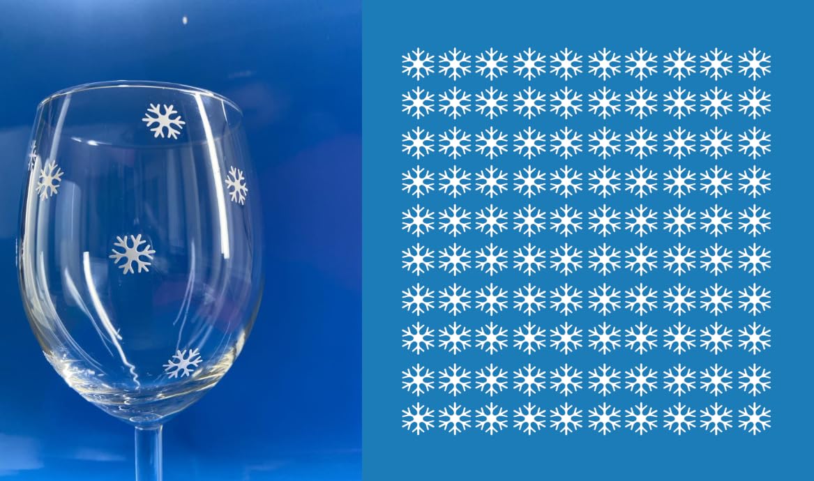 MINI Snowflakes Christmas Vinyl Decal Sticker DIY Wine Bottle Glass x100 (White)