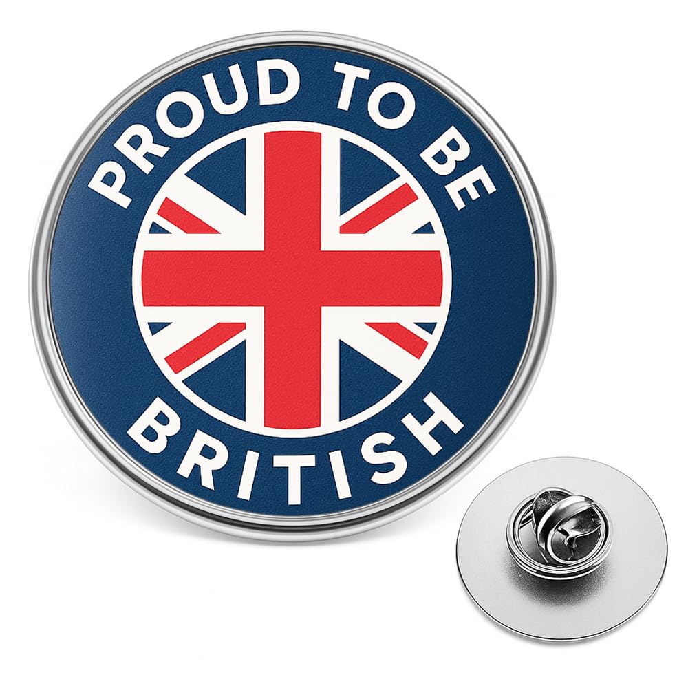 British Union Jack Lapel Pin Badge – UK Flag Brooch with Butterfly Clutch, Patriotic Souvenir for Royal Events, Remembrance Day, Veterans & National Celebrations (20mm) (Proud to be British)