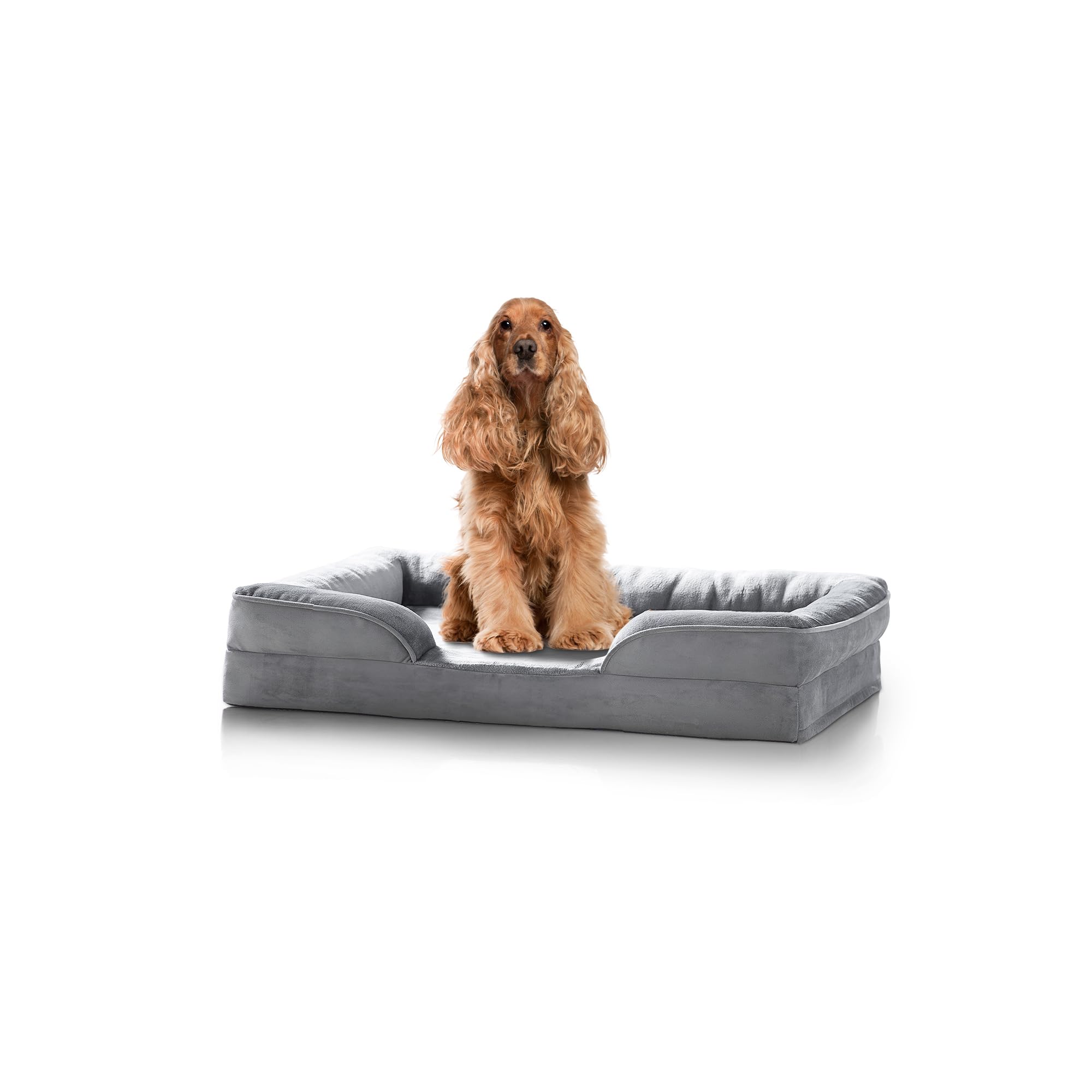 paradise pets Medium Dog Bed Sofa, Washable & Super Soft with Non Slip Bottom, Waterproof Liner, Orthopedic & Calming, Grey, 89cm x 63cm x 16cm