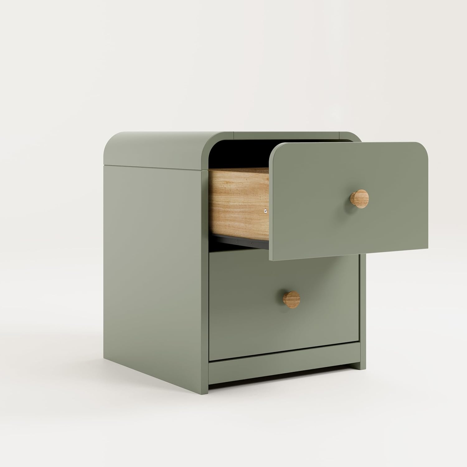 Storkcraft Next Santos 2-Drawer Nightstand (Olive with Natural) – GREENGUARD Gold Certified, Pre-Installed Drawer Tracks for Easier Assembly, Nightstand Organizer for Kids Bedroom