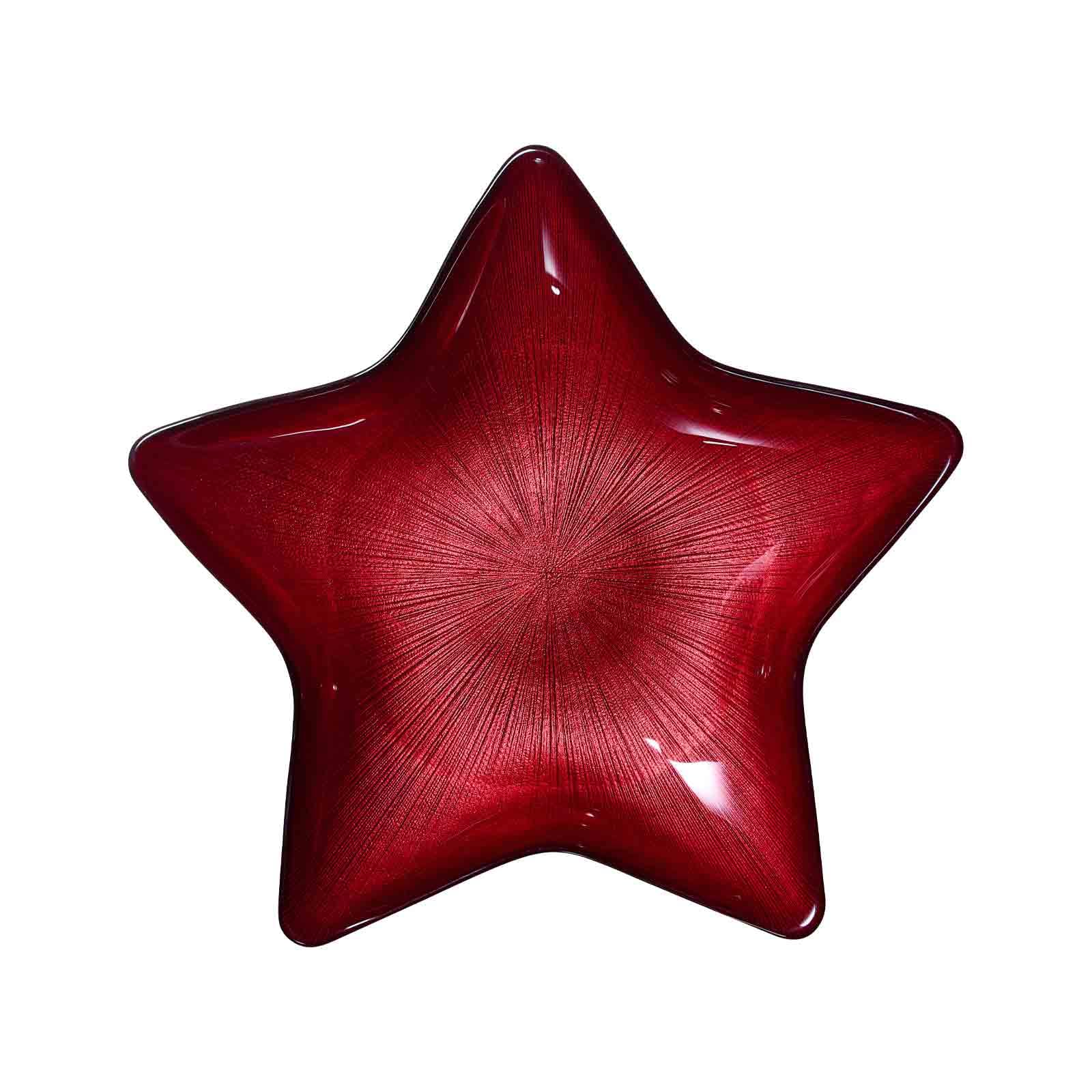 Ritzenhoff & Breker Starlight Teller 29 cm (4er Set) – Sternförmiger Glasteller mit Metallic-Glanz | Weihnachtsteller für Plätzchen, Dekoration und Geschenke – Rot