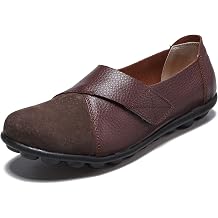 Women Premium Ultra Soft Orthopedic Flats Loafers Leather Slip on Soft Bottom Non-Slip Adjustable Easy On Comfy Large Size Moccasins Walking Dotmalls Shoes Coffee,9,Women,9