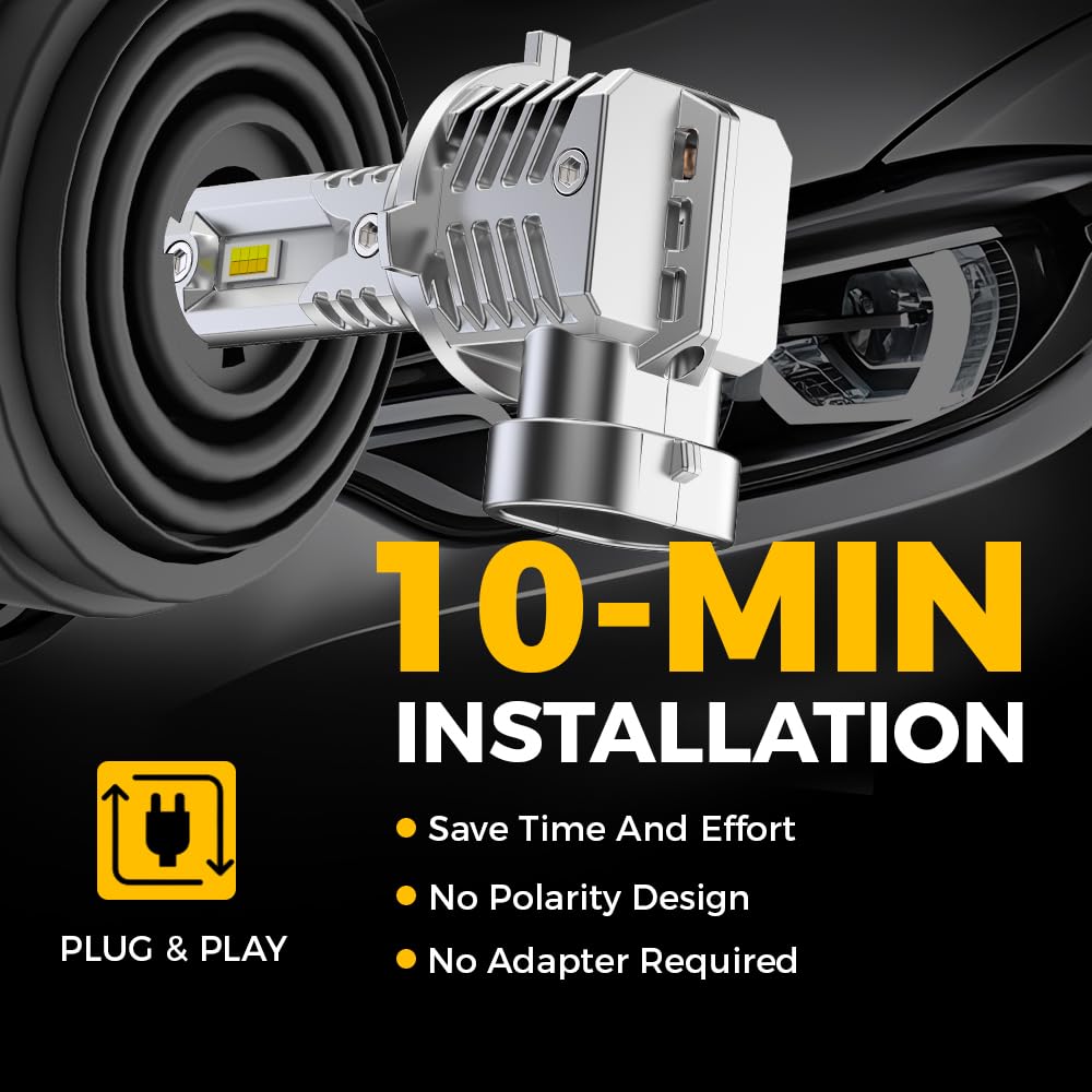 BMT xms 9006 HB4 LED Fendinebbia - Switchback 6500K Bianco/3000K Giallo ambra - Fendinebbia bicolore bianco-giallo Mini Formato Plug and Play, confezione da 2