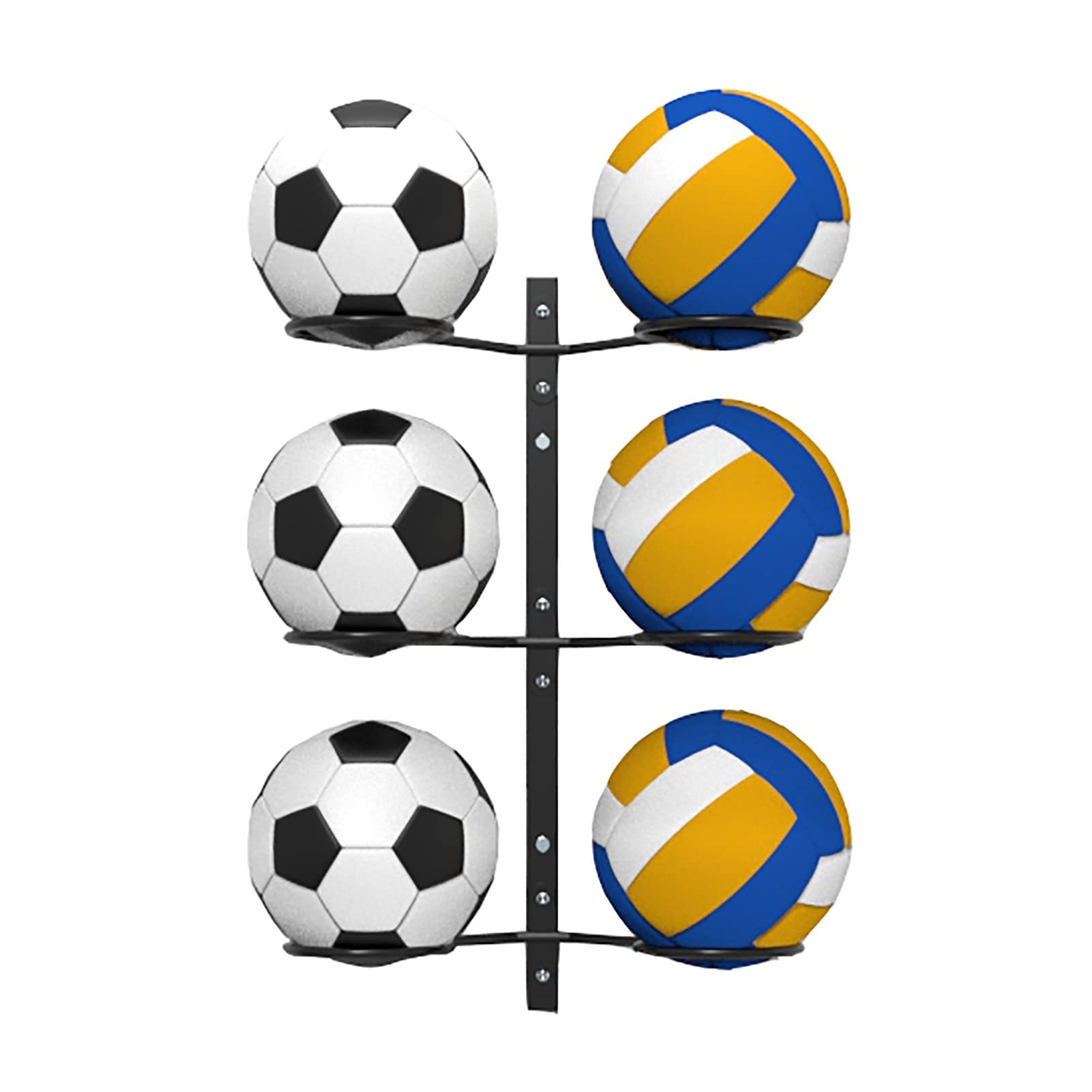 Supporto da parete a 3 ripiani in metallo per pallacanestro, calcio, pallavolo, espositore per interni casa e palestra per attrezzature sportive nized