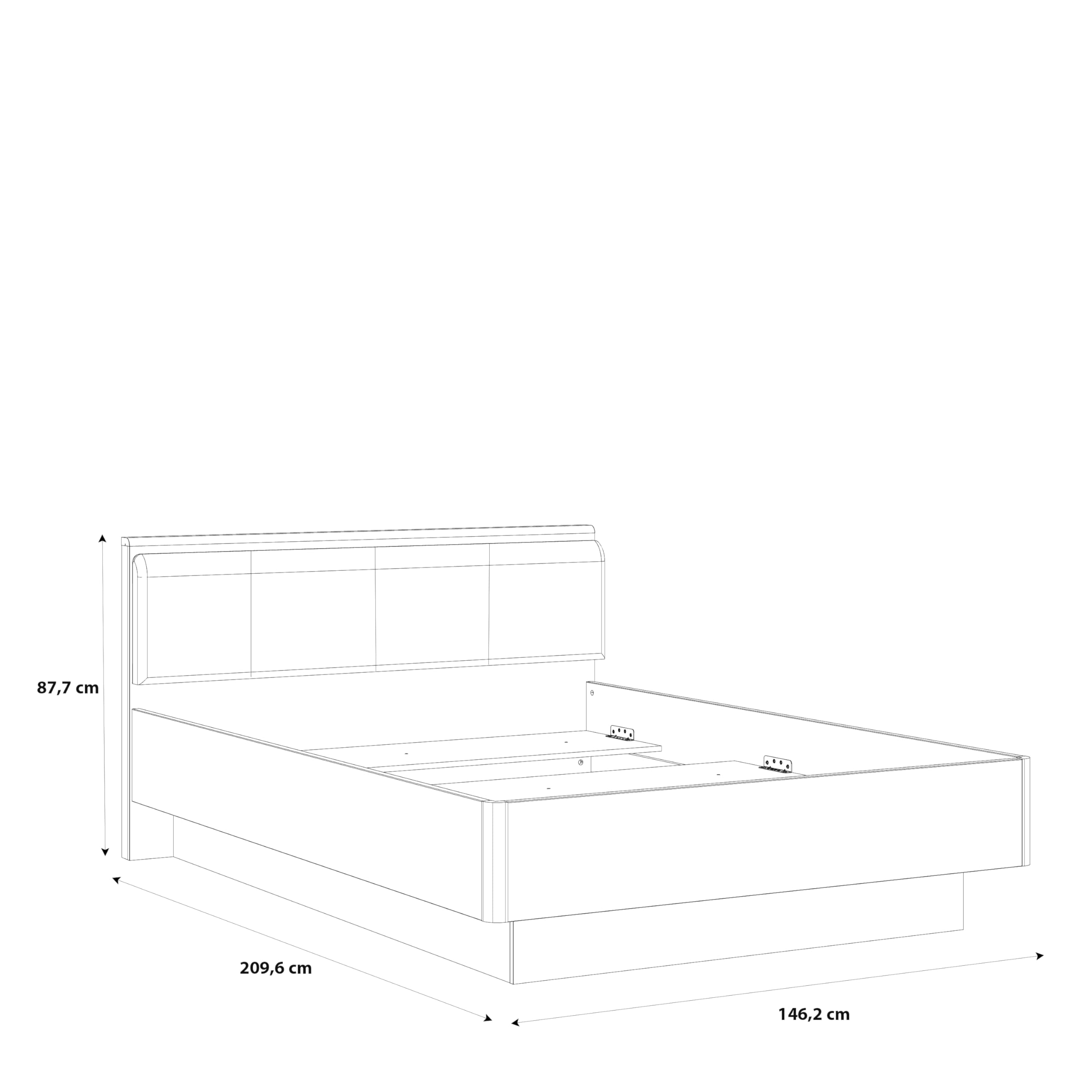 Forte Raven Jugendbett 140 150, Liegefläche: 140 cm x 200 cm, Jugendzimmer, Kinderzimmer, Holzwerkstoff, Artisan Eiche Holzdekor/Betonoptik Dunkelgrau, 146,2 cm breit x 87,7 cm hoch x 209,6 cm tief