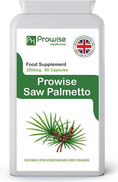 Pure Saw Palmetto 2500mg 90 High Strength Vegan Capsules | Formulated with Pure Berries Using High Pressure Extraction for max Nutrient Benefits | Saw Palmetto Hair Loss | Made in UK by Prowise Healthcare
