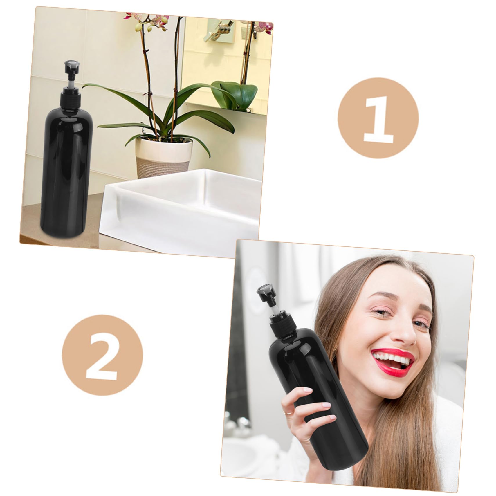 5 Stück-Pack Schwarze Kunststoff Pumpflaschen 500ml Druckspender Seifen Shampoobehälter Für Haushalt Outdoor