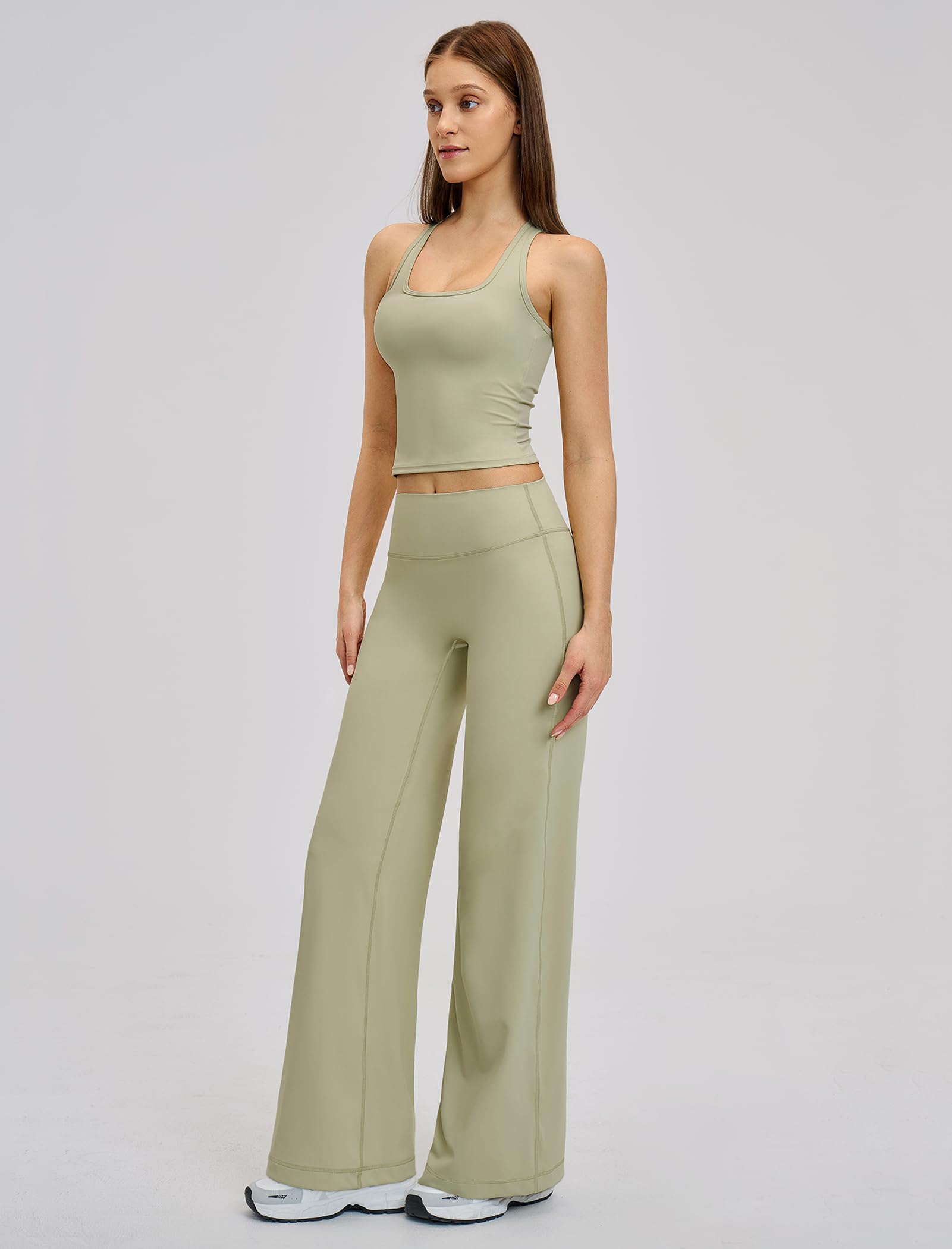 Conjunto deportivo para mujer de 2 piezas con pierna ancha para yoga y fitness | Cintura alta, pierna ancha, elástico en 4 direcciones, para yoga, fitness, pilates y tiempo libre