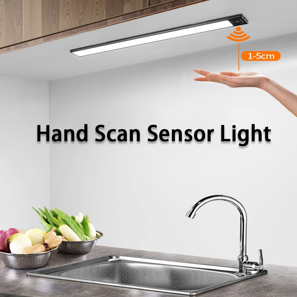 Lampe LED rechargeable avec détecteur de mouvement sans fil pour cuisine et garage 60 cm Blanc Idéal pour les placards et les escaliers