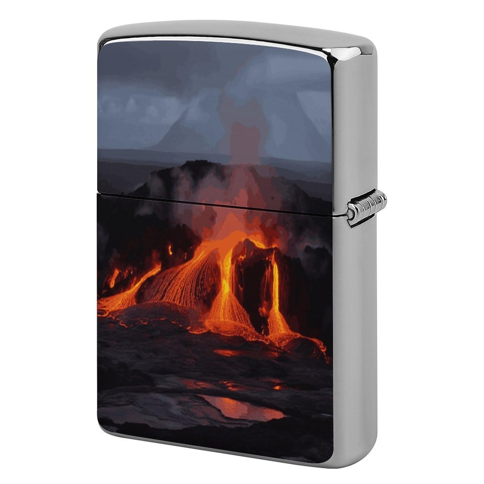 Btcowzrv Style Kilauea Volcano Metal Lighter Case Sleeve Cover Holder