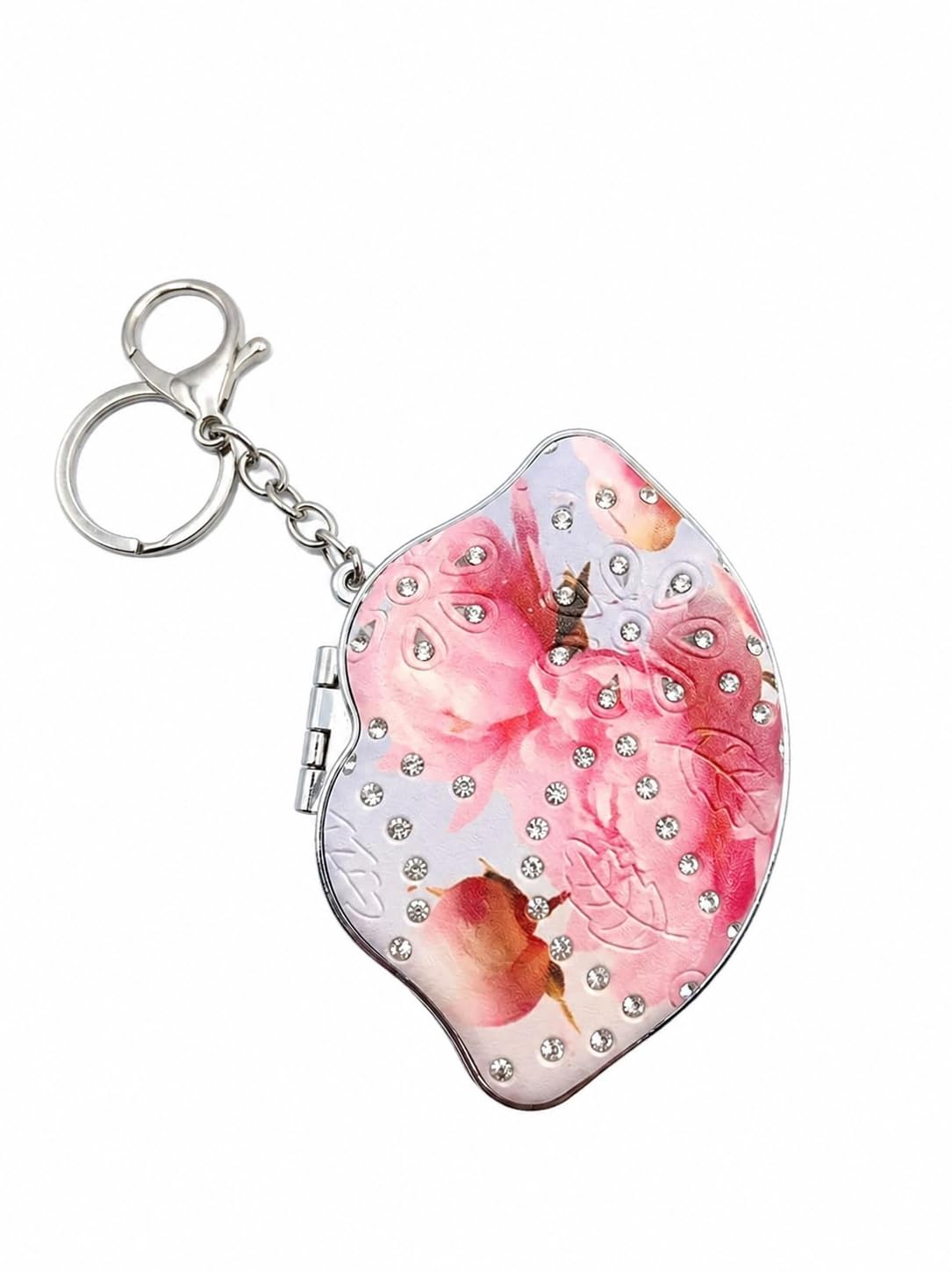 Lip Shape Compact Mirror Keychain for Women, Double Sided Foldable Pocket Purse Mirror with Rhinestones, Portable-image-32