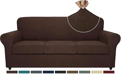 ZNSAYOTX Fundas para sofá de 4 piezas, con elastano de alta elasticidad, fundas para sofá de 3 cojines, protector de muebles de jacquard con cuadros