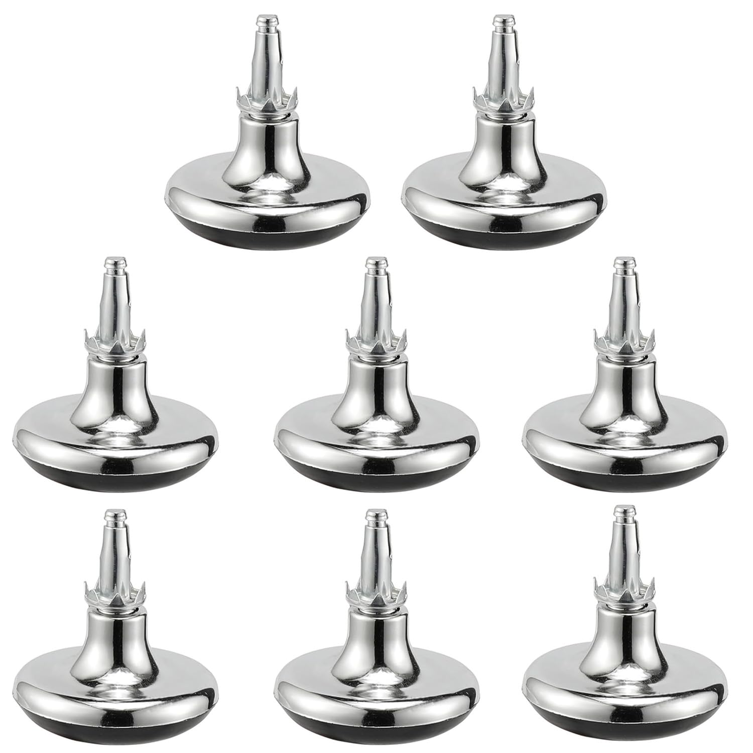 Ragyzity 8 Pcs Furniture Legs, Silver Finish Mushroom Shape Castors Gliders, Divan Bed Replacement Feet for Castors Furniture Bed Chrome Feet Leg Glides Castors and Insert Fitting
