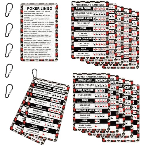 Lot de 5 cartes de guide de règles de poker