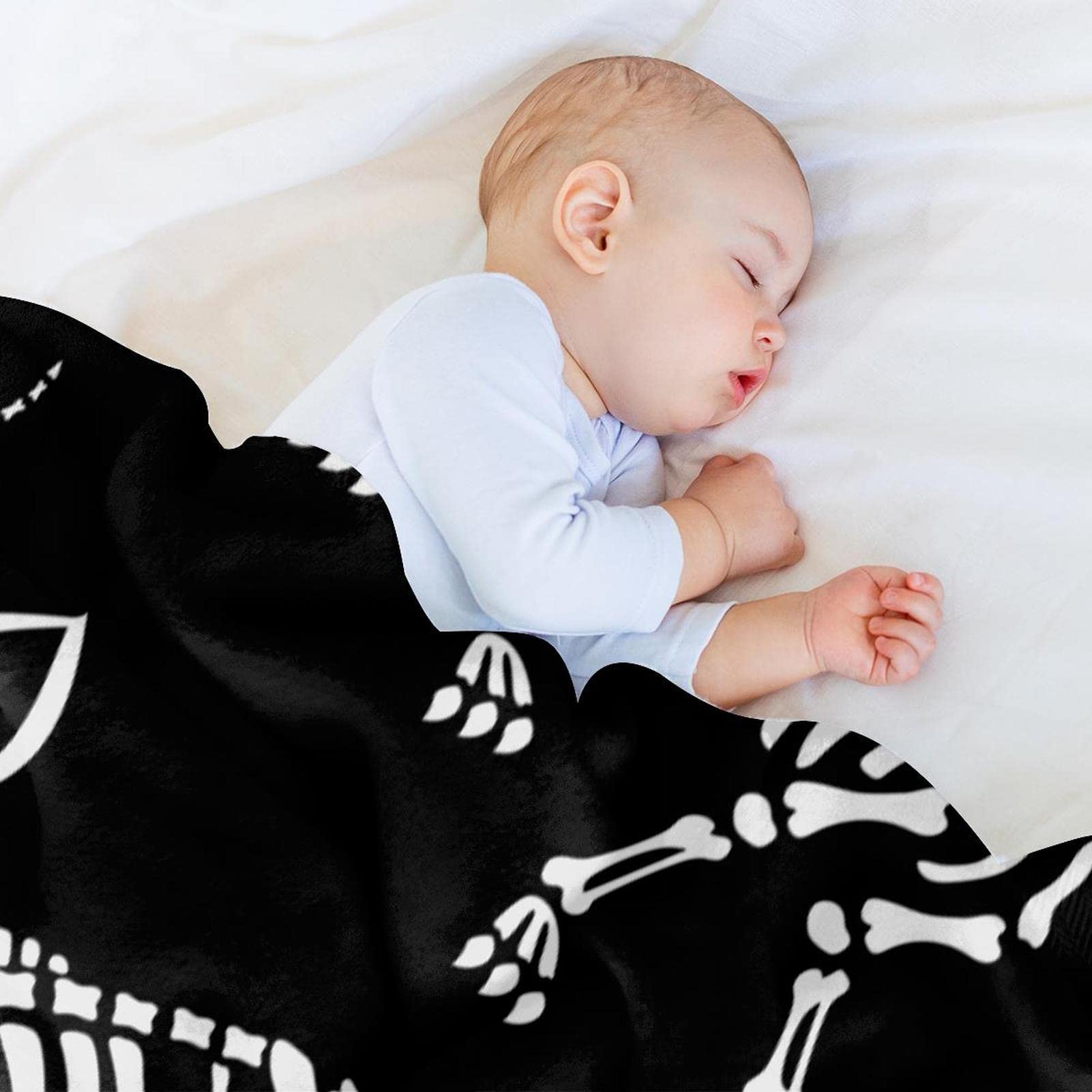 Coperta in pile per gatti con scheletri di Halloween, super morbida e lussuosa coperta
