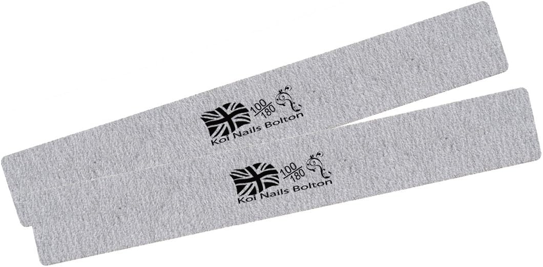 2 x Zebra Nail File 100/180 Grit Washable Foam Inner Manicure Pedicure Salon Grey oblong emery board koi files