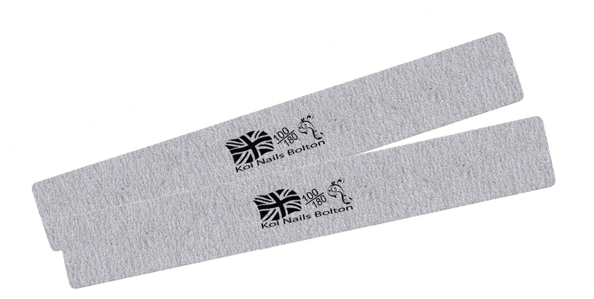 2 x Zebra Nail File 100/180 Grit Washable Foam Inner Manicure Pedicure Salon Grey oblong emery board koi files