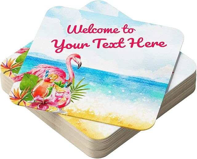 Personalised Beer Mats Pack of 24 - Multi Bulk Buy Absorbent Recyclable Cardboard Drink Mat Coasters 95mm x 95mm x 1mm Square - Accessories for Home Bars Pubs - CO-CARD-DI055-24 - ADD Your Text