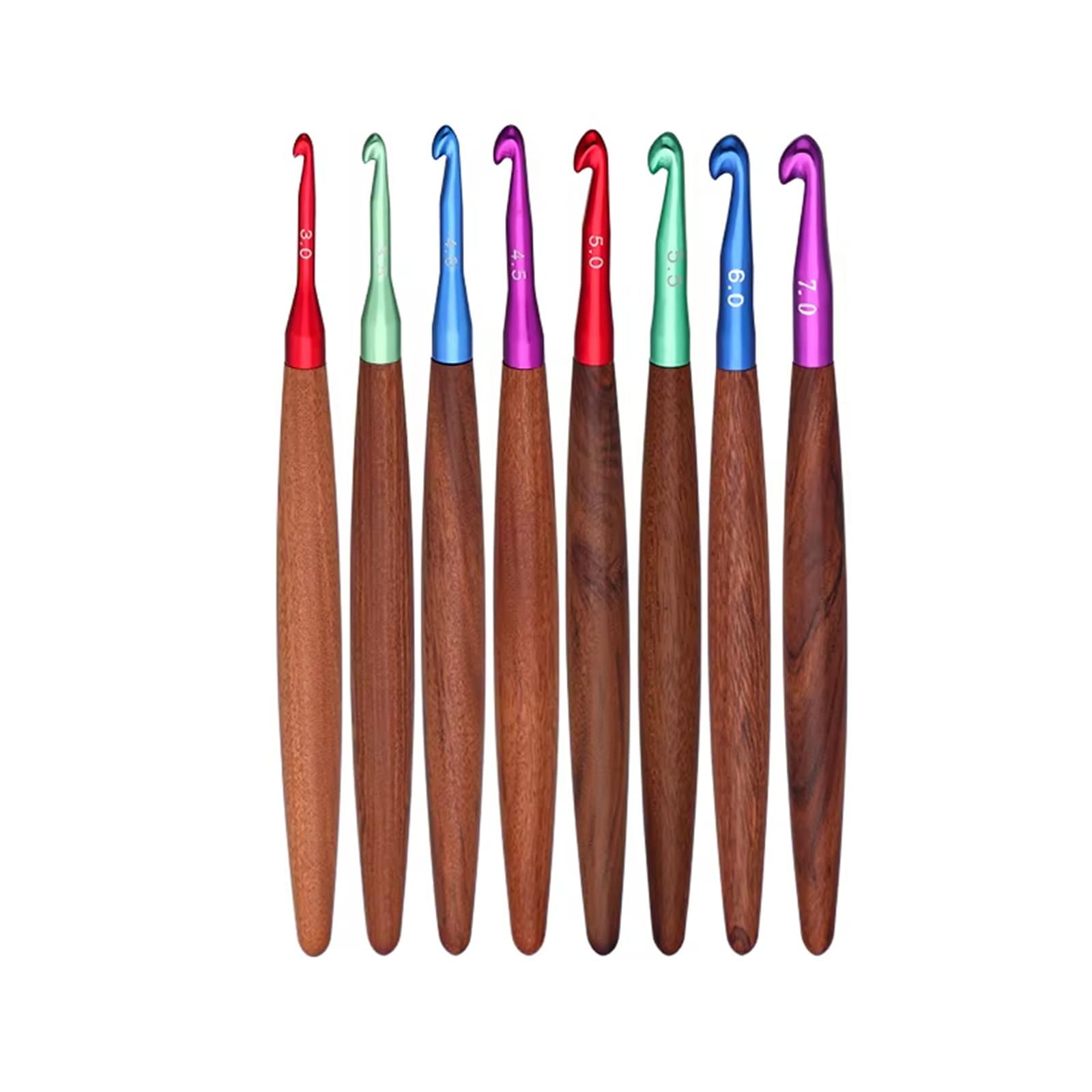 8Pcs Aluminium Crochet Hook for Knitting Ergonomic Wood Handle Hooks Yarn Craft Tool for Sweater 3.0-7.0mm Ergonomic Needle