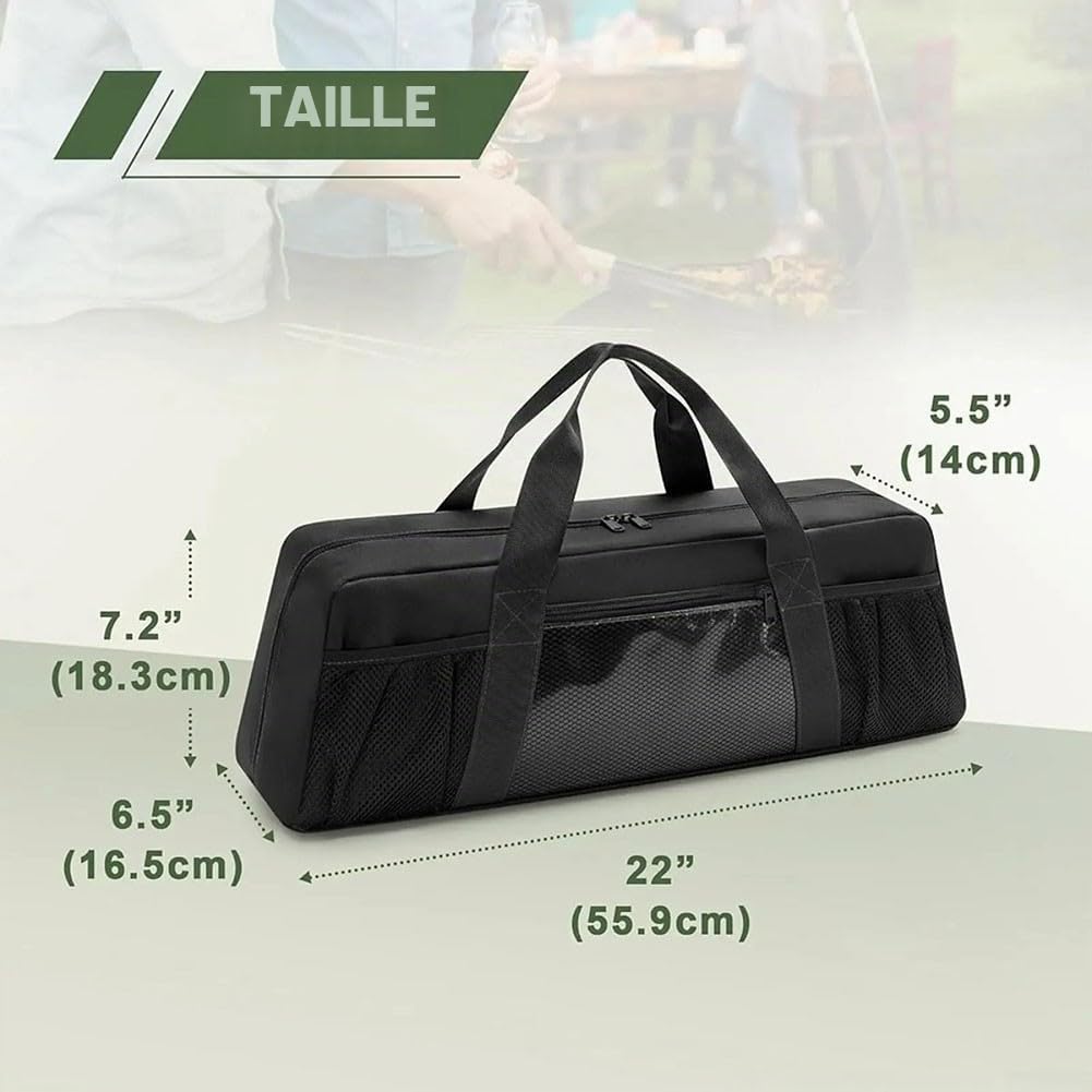 Przenośna torba do przechowywania narzędzi do grillowania 61 cm – wytrzymały organizer na akcesoria do grilla z uchwytami do przenoszenia, do narzędzi do grillowania, gotowania na świeżym powietrzu