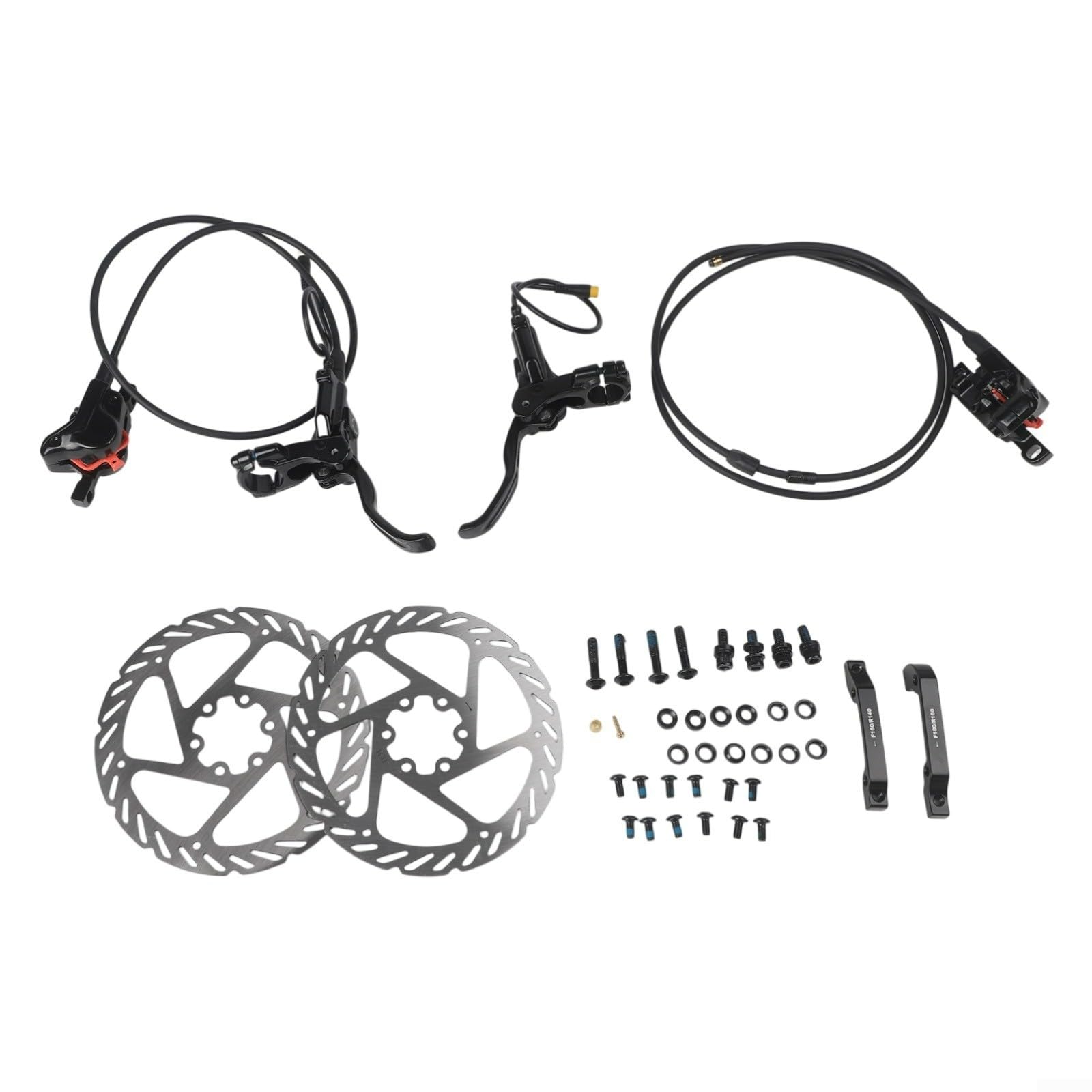 Kit de freno hidráulico de 3 pines,Para bicicletas eléctricas Freno Delantero Izquierdo 800 Mm Y Freno Trasero Derecho 1400 Mm Frenos De Disco De Metal Y Plástico