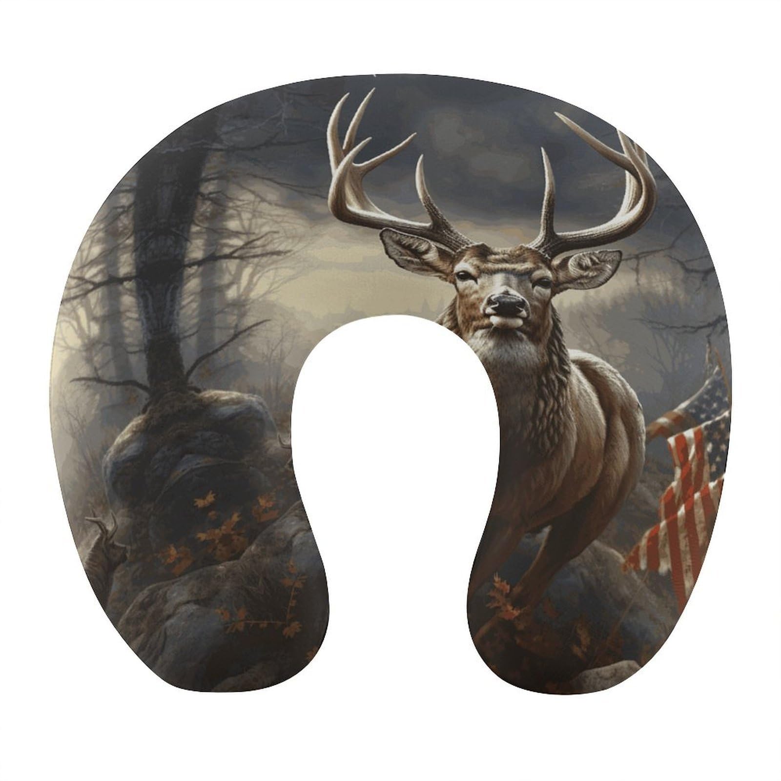 VstaDank Deer Hunting Season Neck Pillow Soft Comfortable Travel U Shaped Pillows Portable Pillows for Shoulder Memory Foam Head Support Pillow for Airplane Car Home Office