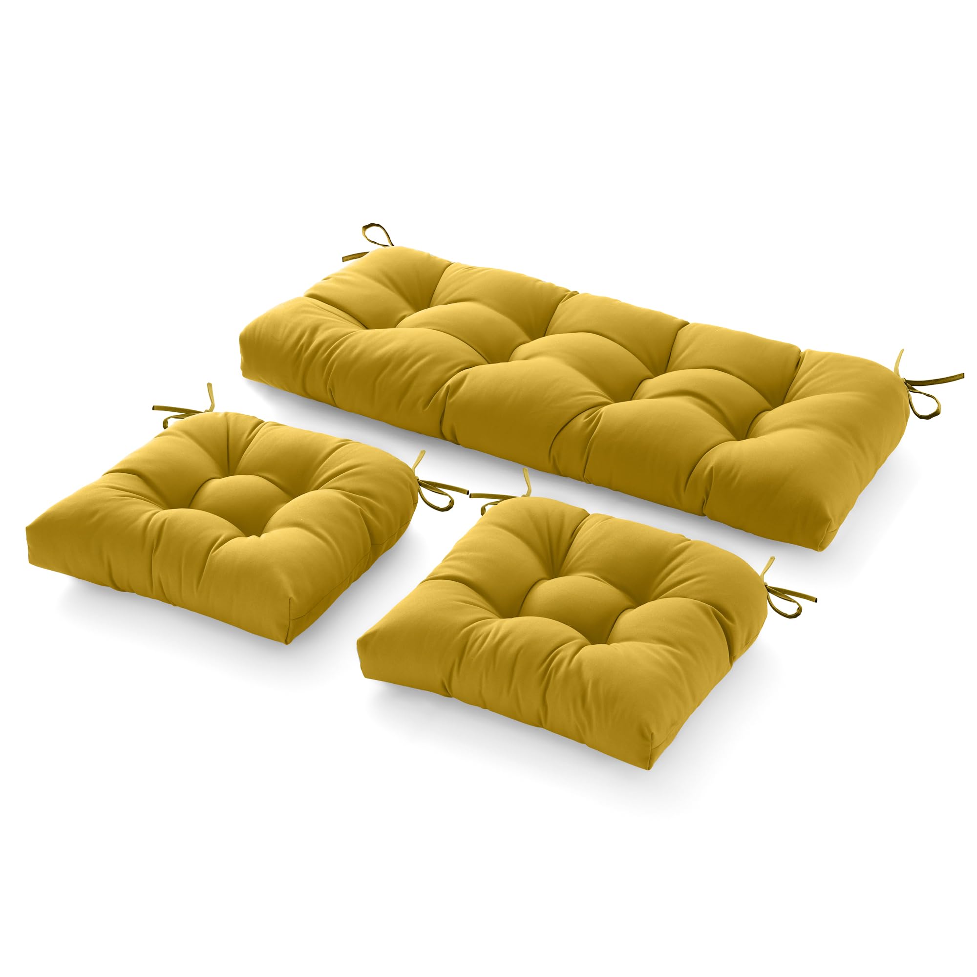 CAYIP 3 Pieces Outdoor Chair Cushions Clearance with Ties,44x19x5 Inches,1 Love seat &2 U-Shape Tufted Patio Bench Cushions for Wicker Outdoor