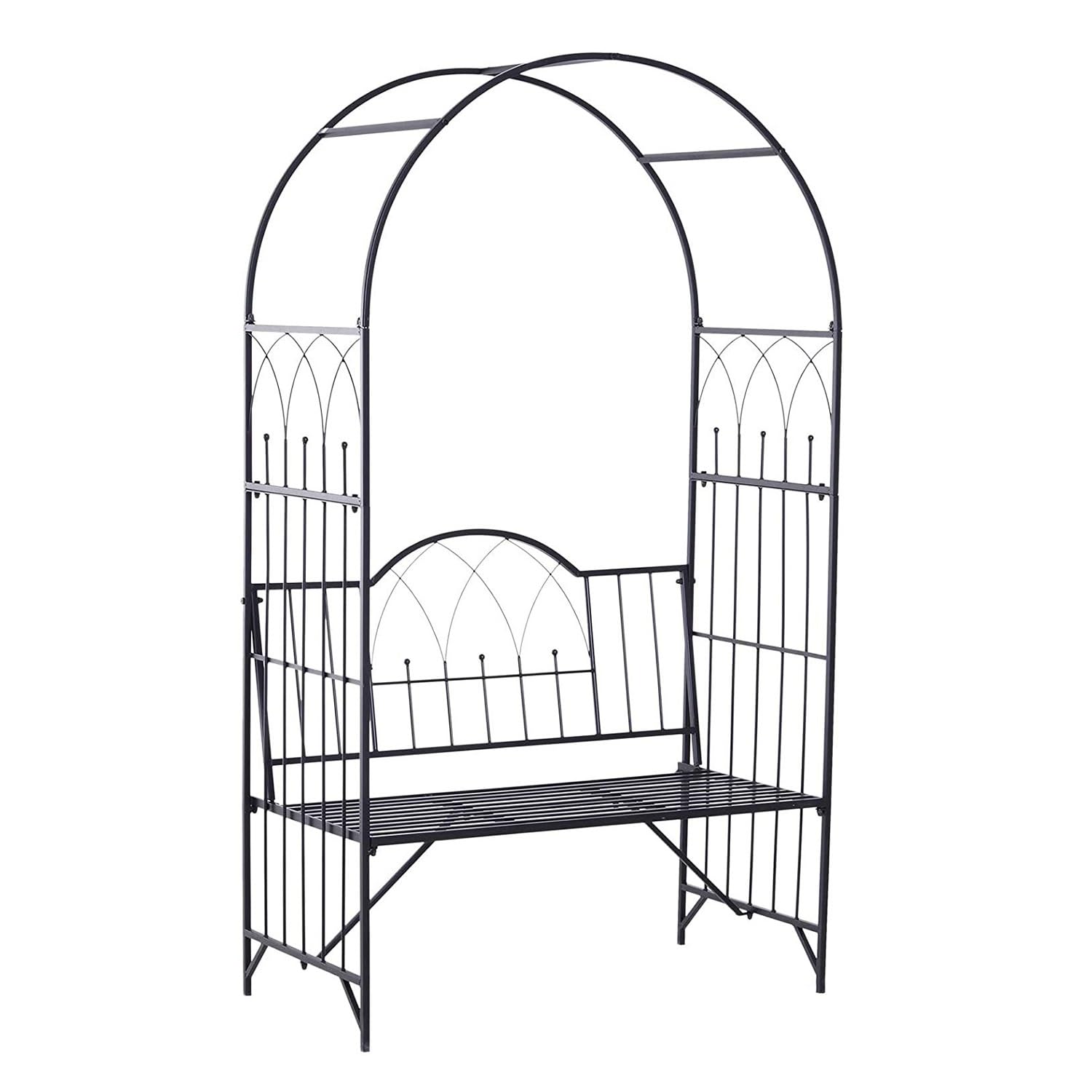 Arco Piante Rampicanti Arco Ferro Garden Decoration Arco per Rose Arbor Flower Stand con panchina 114x52x210cm per Feste di Matrimonio