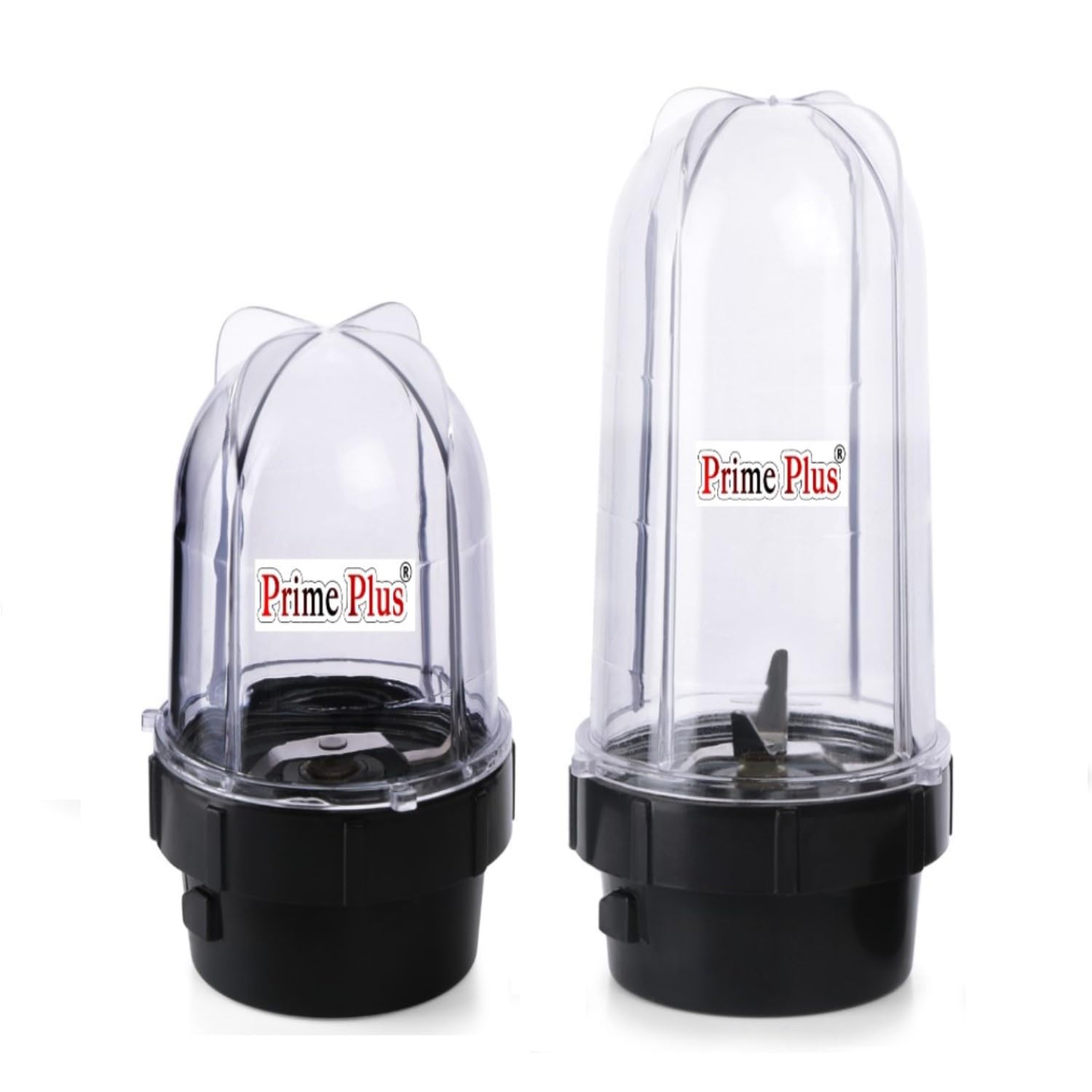 prime plus heavy abs plastic bullet jar compatible with any mixer grinder 350 and 530 ml with 2 lids black
