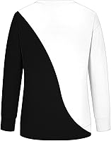 Vista 6 de Ceboyel Sudaderas de cuello redondo para mujer, 2023, bloque de color, sin botones, camisas de manga larga, ajuste holgado, ropa de moda de otoño