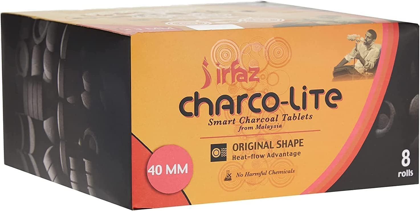 Harbour Delights - Irfaz Charco-Lite Charcoal For Bakhoor- Smart Charcoal Tablets - Bakhoor 40 mm- 80 Pcs (8 Rolls) فحم بخور