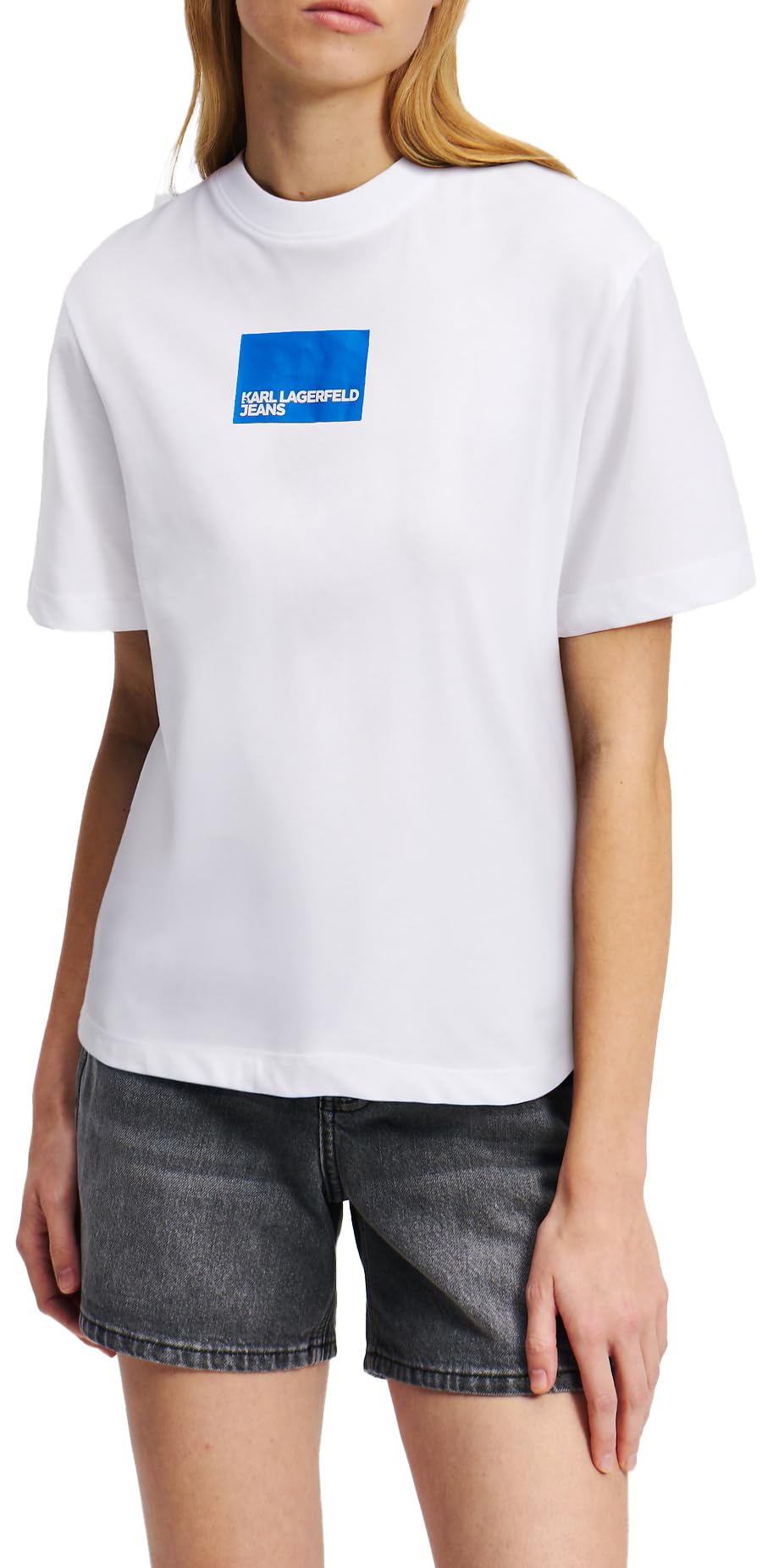 Karl Lagerfeld Jeans, Damen, Regular Kurzarm Box Logo T-Shirt, Normale Passform