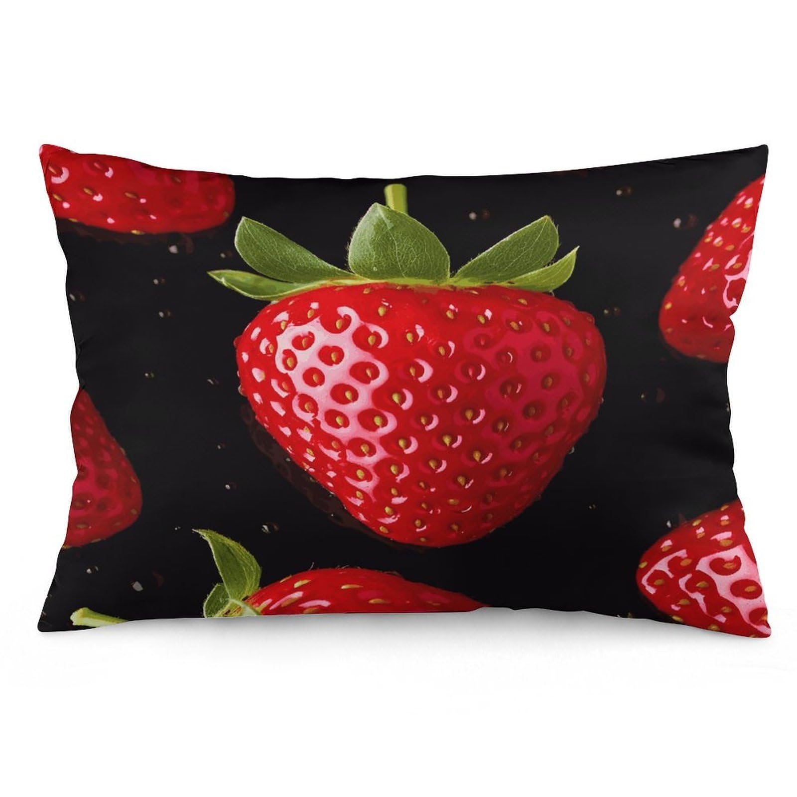 Strawberry Throw Pillow Covers with Silent Zipper Polyester Pillow Protectors Removable Pillow Cases Soft Pillowcase Cozy Pillow Sham Cushion Cover for Sofa Car Bed 12 "x20
