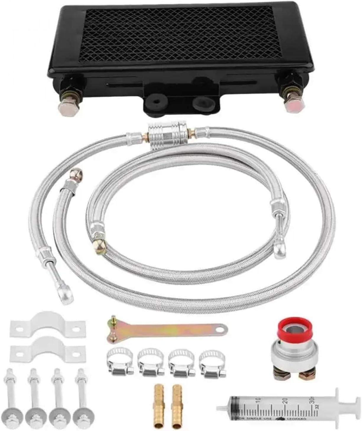 125ml Engine Oil Cooler Oil Cooling System Kit Compatible With GY6 100CC-150CC Oil Cooler Cooling Motor Accessories(Silver)