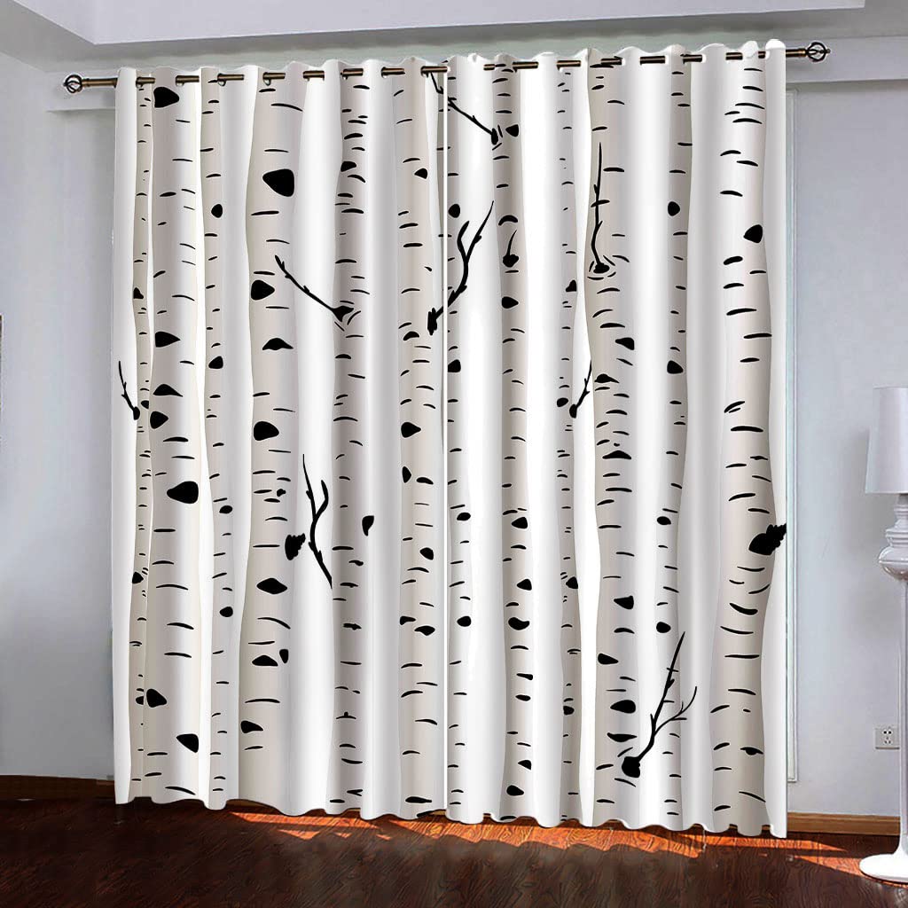 Rideaux salon moderne imprimé 3D blanc - Paire de draperies opaques occultantes pour fenêtre chambre