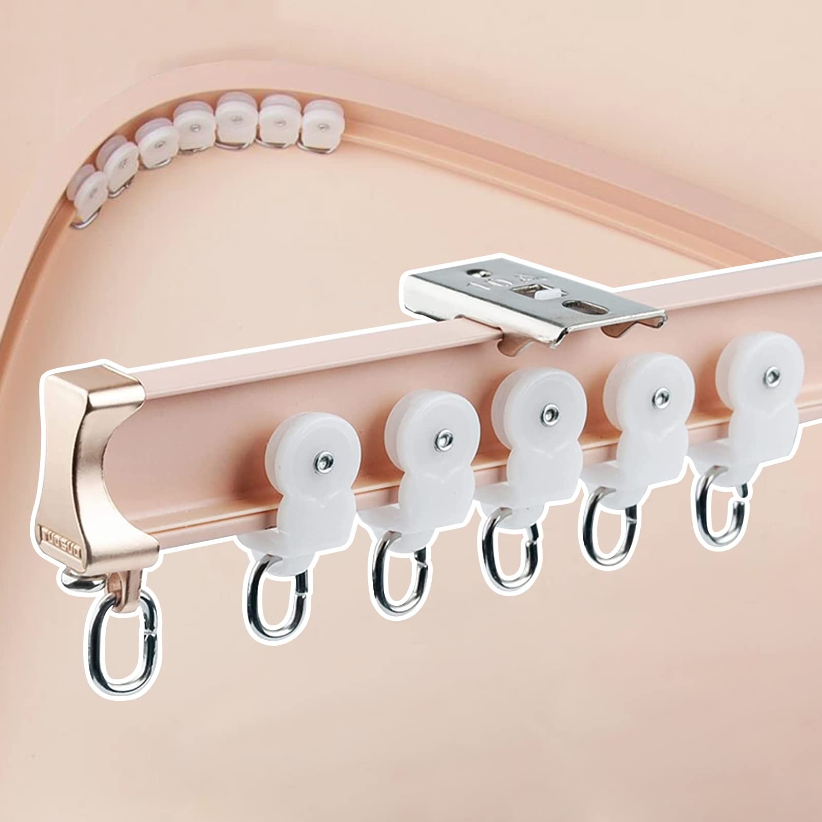 SFNIOKFG Curtain Track System Ceiling/Wall Mount, Flexible Shower Curtain Rods Set with Hooks, Wall Divider Curtain Rail for Bathroom Balcony RV (Color : Ceiling Mount, Size : 350cm/11.5ft)