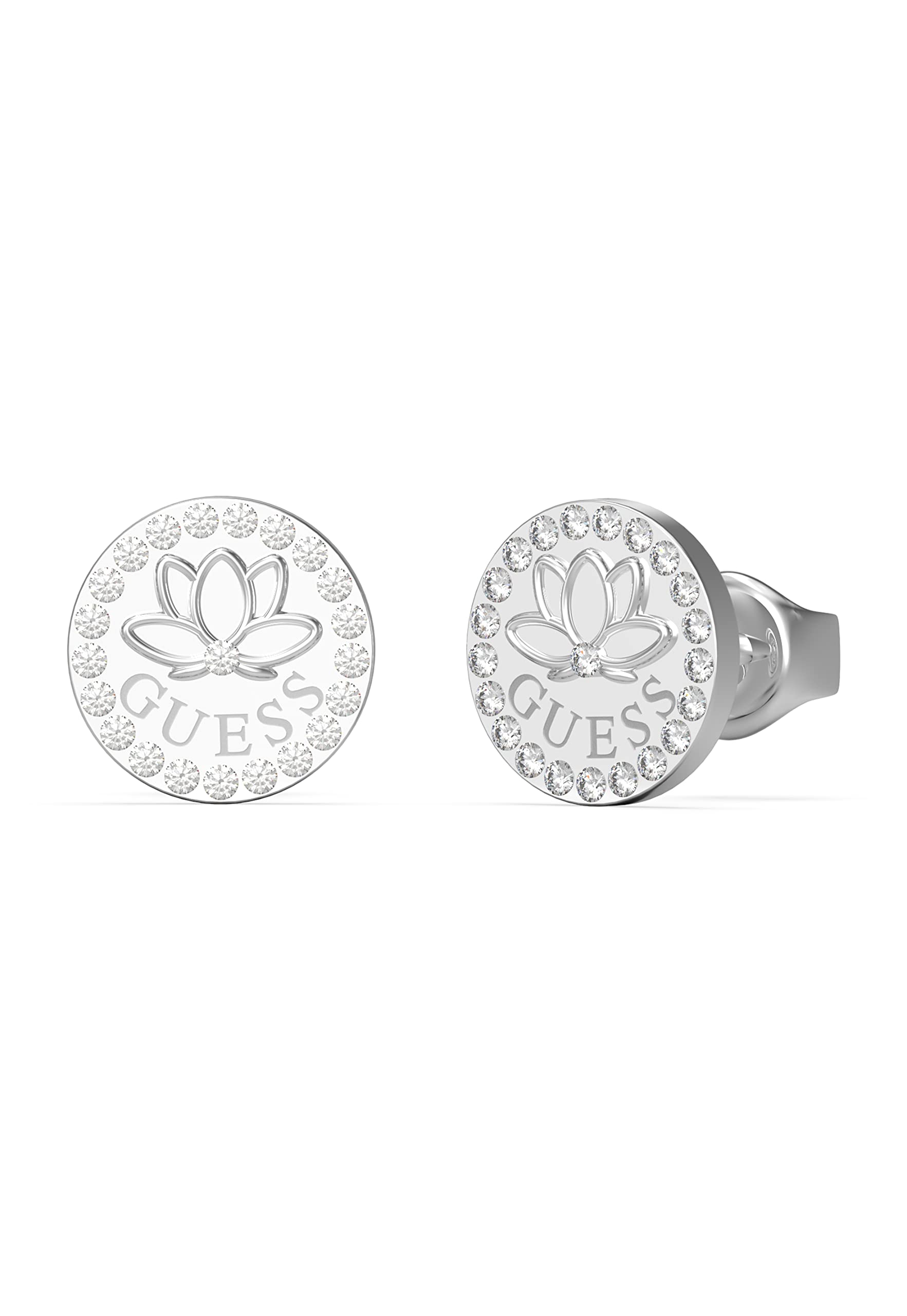 GUESS Pendientes Botón Lotus Flor de Loto JUBE01346JWRHT-U/JUBE01346JWYGT-U