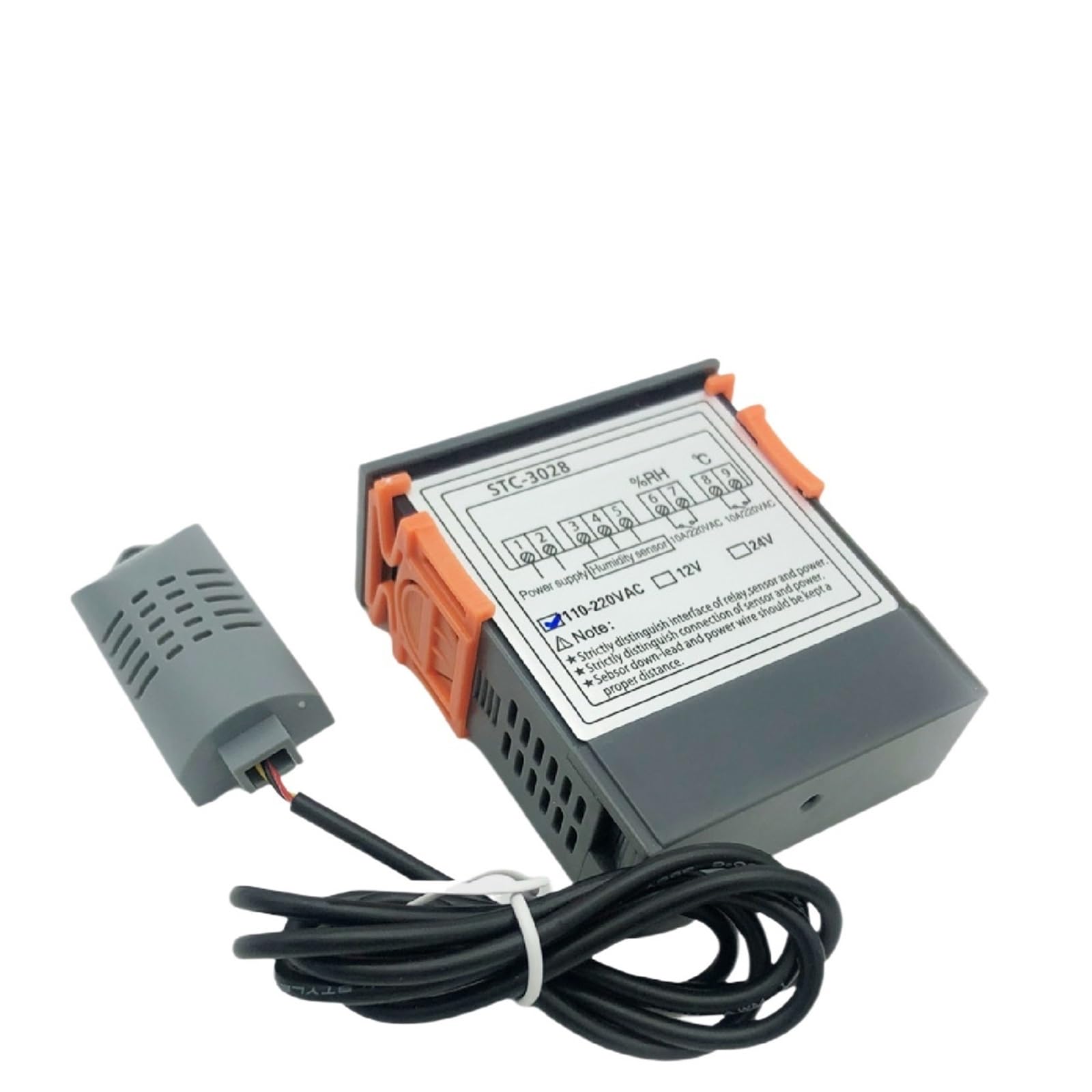 1pcs STC-3008/3028 Digital Thermostat Controlleres Dual Display Dual Relay 12V/24V/220V Temperature Humidity Controller Switch(STC-3028-110-220V)