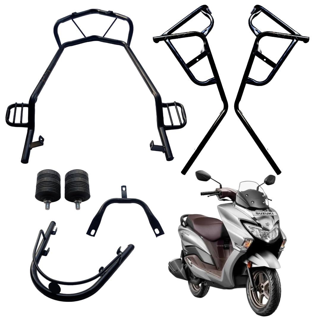 KONAYA Burgman Street 125 Crash Guard with FIX FOOTREST and Frame Slider LAGGUARD Front and Rear Crash Guard Suitable for Suzuki Burgman Street 125 BS4, BS6 Scooter (Set of 1)-image-19
