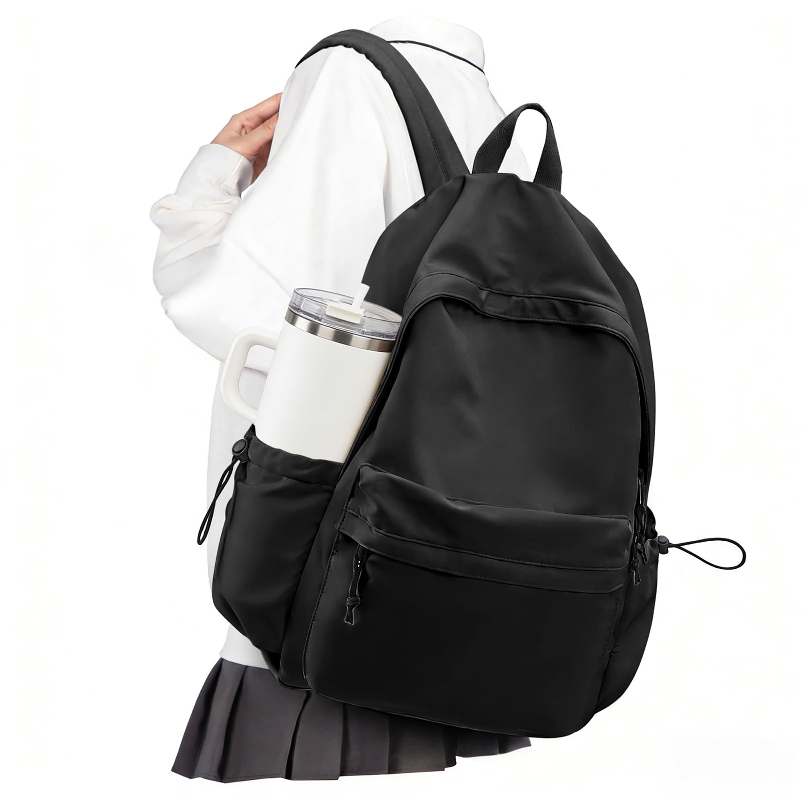 VECAVE School Backpack Black Waterproof Bookbag Casual Lightweight Travel Rucksack Daypack Backpacks for Men Women College High School Bags backpack