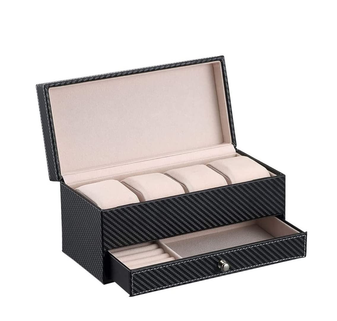 TIANQIHAO Watch Case Leather 4 Watch Box Jewelry Case Double Layer Display Drawer Storage Holder Organizer Watch Case Watch Box,B-22.2 * 11 * 11.2cm