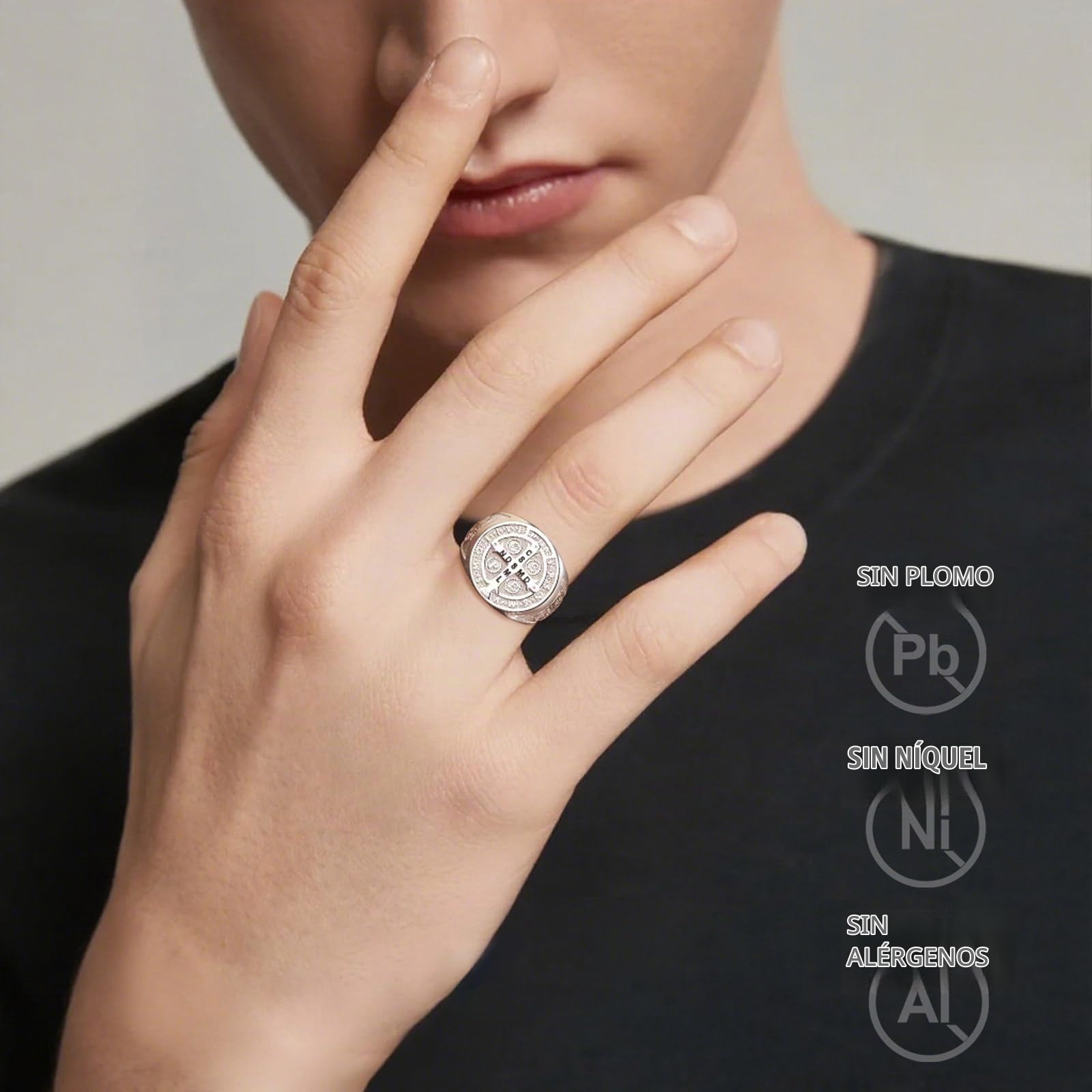CELESTIA Anillos Hombre Tetragramaton Sello de 7 Arcangeles Anillo Ajustable para Hombre Plata 925 Joyeria Regalos Hombre Cumpleaños San Valentin Día del Padre