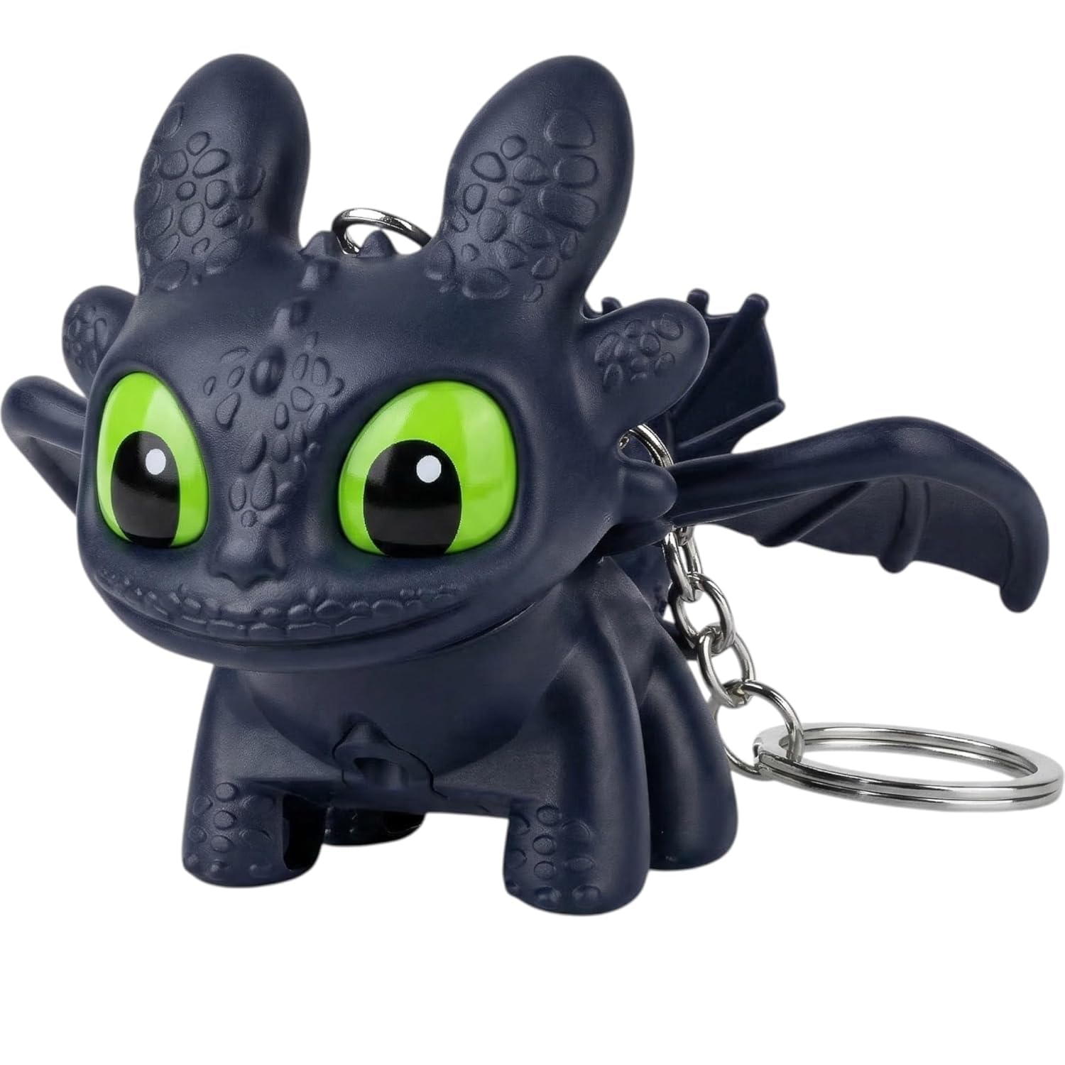 dragon keychain toy with led light & moving wings - night fury fantasy creature figure charm for keys, backpack, purse & car dashboard | mini collectible gift for kids and anime fans