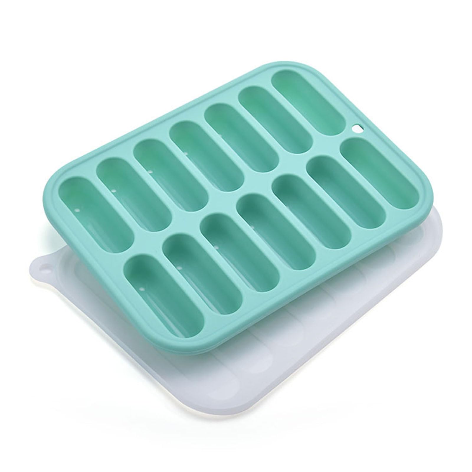 ATRYG 14 Cavity Food Grade Silicone Ice Tray with Lid Flexible Mold for Baking Sausage Maker Mould