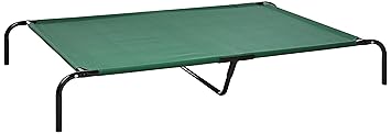 AmazonBasics Extra Large Elevated Cooling Pet Dog Cot Bed - 60 x 37 x 9 Inches, Green