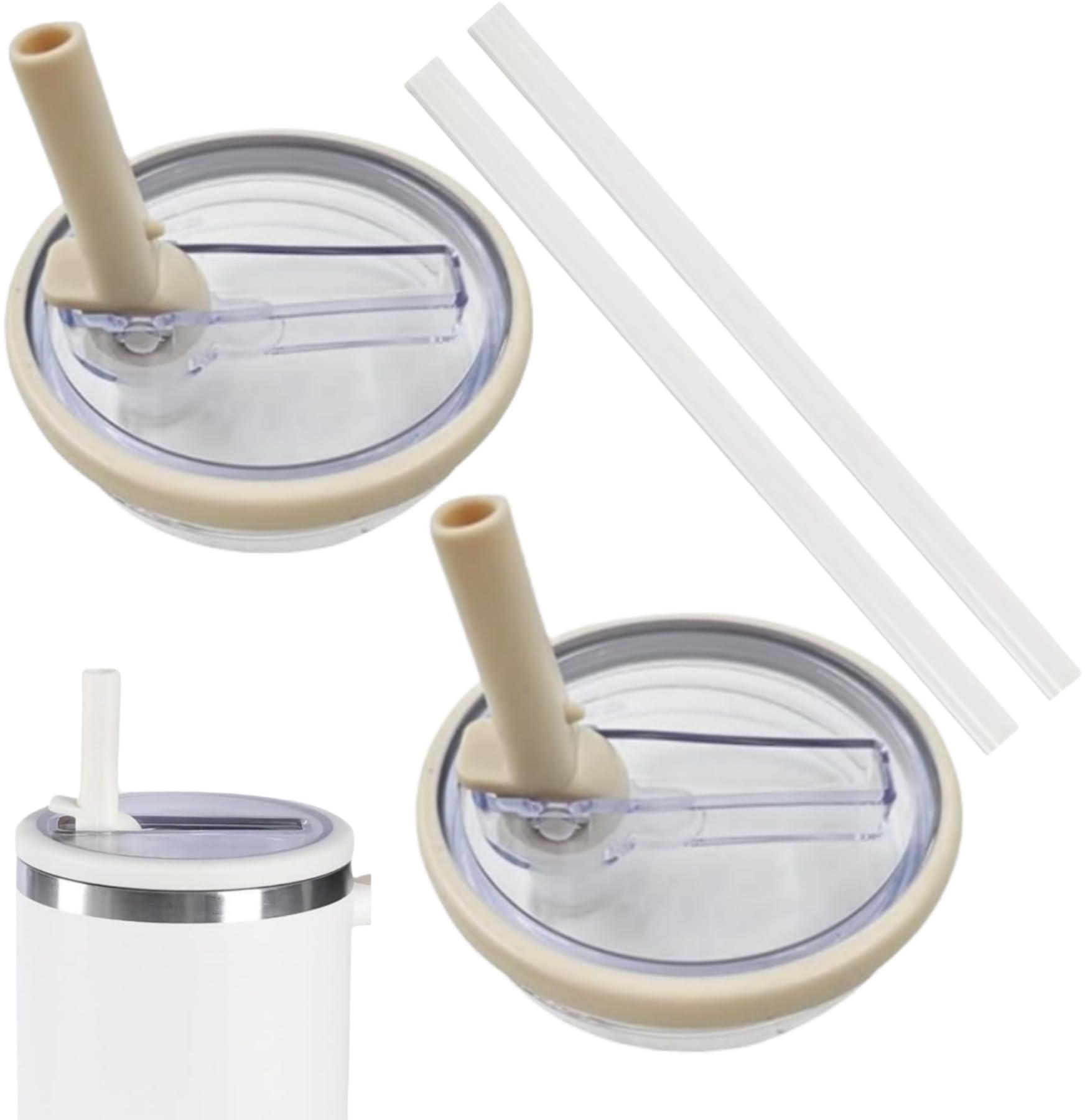 2 PCS Tumbler Flip Straw Lid Replacement Fit for Stanley Cup 40 OZ, Spill Proof Splash Resistant Cup Lid fits for Stanley Quencher Tumbler, Proof Tumbler Covers for Stanley Cup Accessories (white)