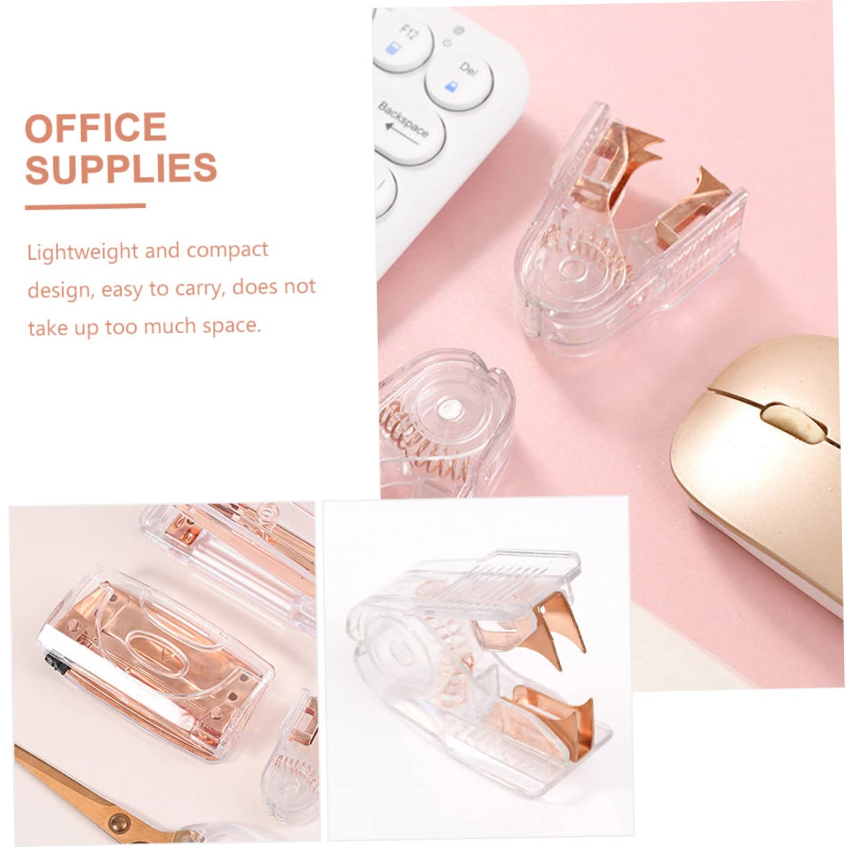 Lurrose 10 Pezzi Di Base Ufficio in Oro Rosa Levapunti Piatto Strumento Estrattore Di Punti Metallici Strumenti Per Tappeti Strumento Per La Rimozione Dei Punti Metallici Plastica