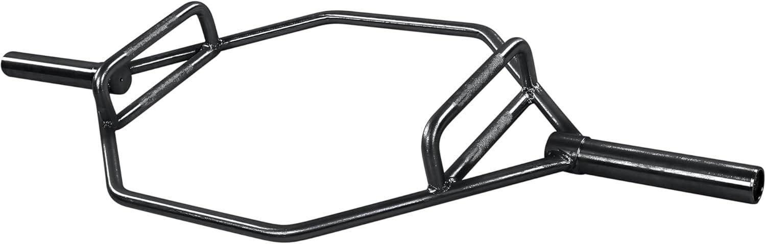 Fitvids Olympic 2-Inch Hex Weight Lifting Trap Bar with Long and Rotating Sleeves, 500-Pound Capacity, Open ?or Close Design, Alloy Steel, ?B?lack Close Style